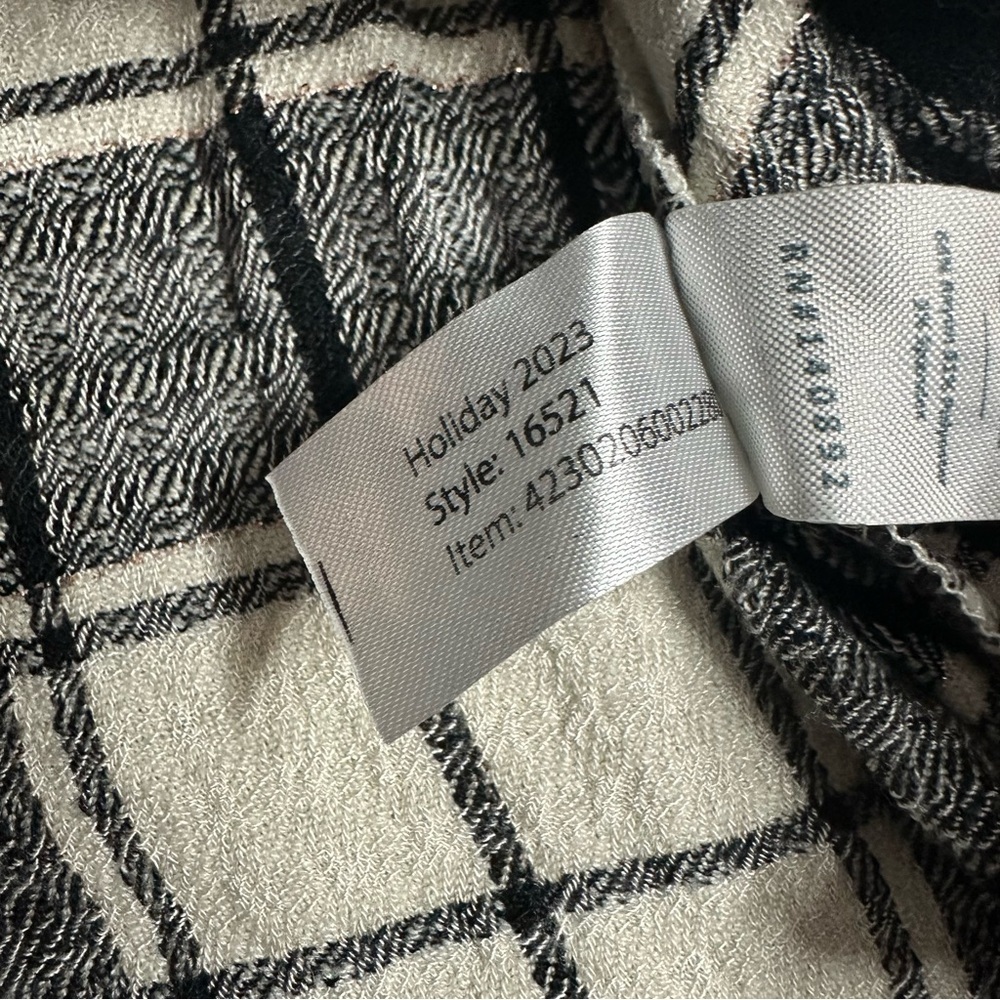 Marine Layer Jamie Gingham Ruffle Top XS black & white plaid gingham long sleeve - Picture 15 of 15